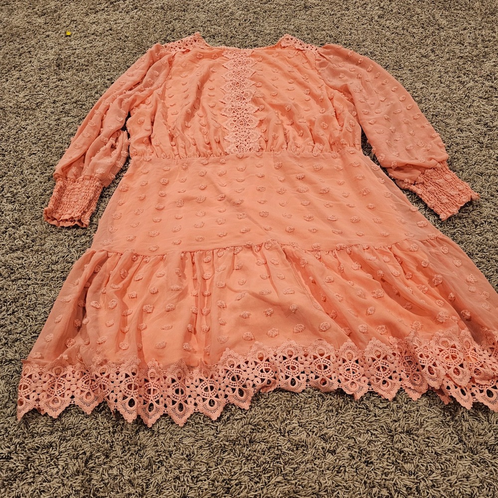 Love X Design Coral Swiss Dot Crochet Lace Mini Dress Plus Size 3X NWT